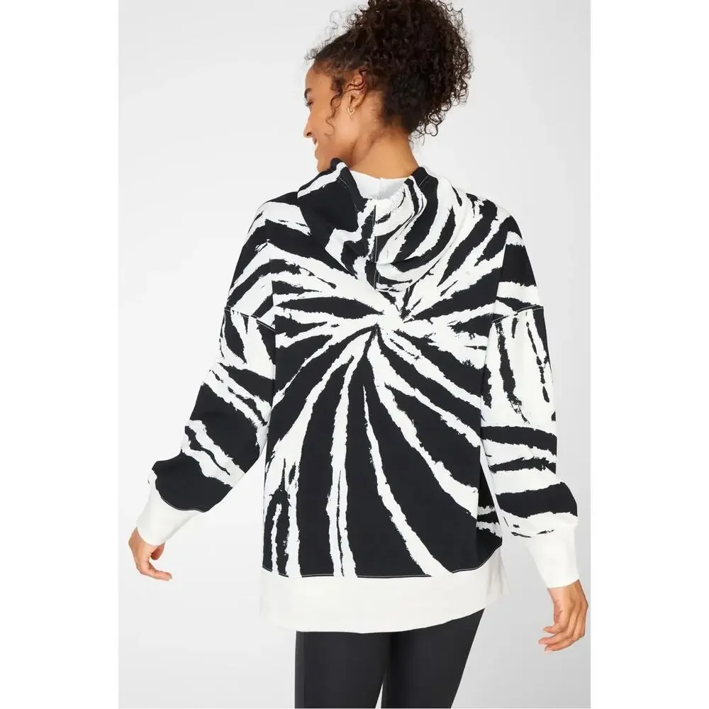 NWT Fabletics Jasmine Side Slit Pullover Tie Dye Hoodie Big Spinner White Zest S - Picture 5 of 5